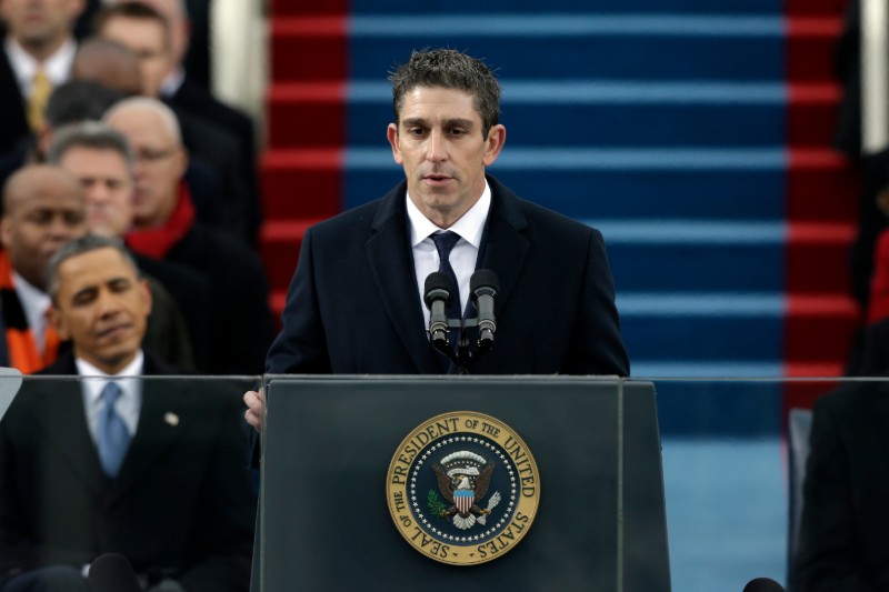 Richard Blanco recites a poem at President Barack Obama's second inauguration